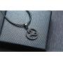 PJ Jewelry Mens Celtic Symbol Triskelion Pendant Stainless Steel Triskele Triple Spiral Necklace with Leather Chain