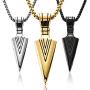 3 Pieces Stainless Steel Arrowhead Pendant Chain Necklace Spearpoint Necklace