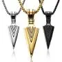 3 Pieces Stainless Steel Arrowhead Pendant Chain Necklace Spearpoint Necklace 3 Pieces Stainless Steel Arrowhead Pendant Chain Necklace Spearpoint Necklace
