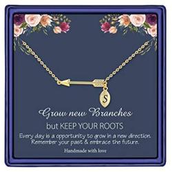 MONOOC Graduation Gifts for Women Necklace, 14K Gold Plated Graduation Necklace Arrow Necklace Dainty CZ Arrow Pendant Necklace College Graduation Gifts for Her High School