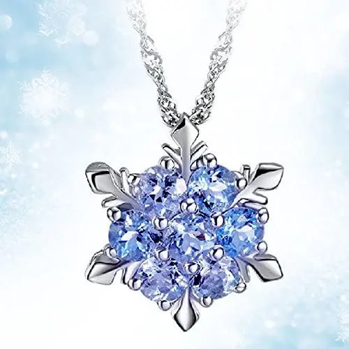Women Girls Frozen Snowflake Light Blue Crystal Pendant Necklace Winter Snow Ice Women Girls Frozen Snowflake Light Blue Crystal Pendant Necklace Winter Snow Ice