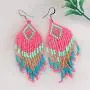 Drop Statement Fringe Earrings Handmade Boho Ethnic Beaded Dangle Hook Stud Earring Geomentic Colorized Seed Beads Chandelier Bohemian Party Exaggerated Personalized Jewelry