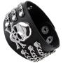 JOVIVI 3pcs Spike Studded Rivets Punk Rock Biker Wide Strap Genuine Leather Bracelets Necklace Chain Wristband Adjustable