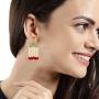 Efulgenz Indian Bollywood Wedding Bridal Gold Plated Faux Pearl Tassel Crystal Kundan Dangle Earrings Jewelry Set