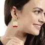 Efulgenz Indian Bollywood Wedding Bridal Gold Plated Faux Pearl Tassel Crystal Kundan Dangle Earrings Jewelry Set