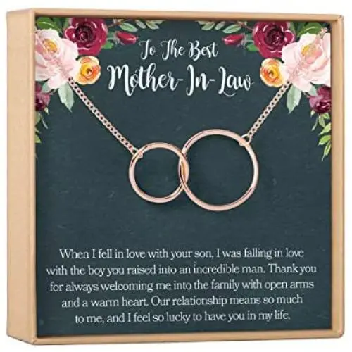 Dear Ava Mother-in-Law Gift Necklace: to My Mother-in-Law, Mother of My Husband, 2 Interlocking Circles Dear Ava Mother-in-Law Gift Necklace: to My Mother-in-Law, Mother of My Husband, 2 Interlocking Circles