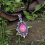 Mood Stone in Antique Sterling Silver Finish Gothic Flower Pattern Pendant Magic Color Change Leather Necklace Mood Necklace