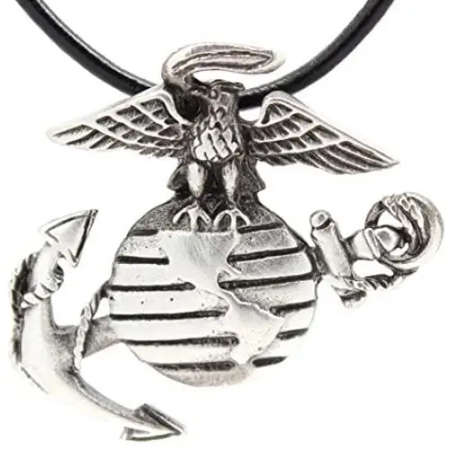 Trilogy Jewelry Pewter USMC Marine Corps Insignia Semper Fi Pendant on Leather Necklace Trilogy Jewelry Pewter USMC Marine Corps Insignia Semper Fi Pendant on Leather Necklace