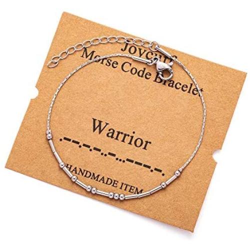 Joycuff Morse Code Bracelets for Women Inspirational Beads Bracelet for Her Stainless Steel Encouragement Gifts for Mom Daughter Sister Best Friends Jewelry