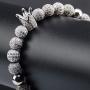 LPBeads Luxury CZ Imperial Crown Braided Copper Bracelets with 8mm Micro Pave Cubic Zirconia Beads Pulseira Bangle Charm Jewelry for Women Men