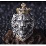 PikaLF Lion Head Ring for Men, Punk Animal King Crown Lion Ring, Hip Hop Lion Head with Crown Rhinestones Crystal Biker Ring, Lion Totem Ring, Amulet Ring, Gothic Jewelry Gift for Men Boys