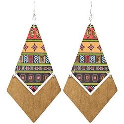 MyDarilyn Trendy Boho Gypsy Bohemian Indian Bollywood Style Big Wood Wooden Dangle Hippie Earring