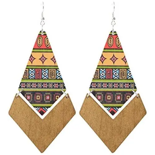 MyDarilyn Trendy Boho Gypsy Bohemian Indian Bollywood Style Big Wood Wooden Dangle Hippie Earring MyDarilyn Trendy Boho Gypsy Bohemian Indian Bollywood Style Big Wood Wooden Dangle Hippie Earring