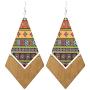 MyDarilyn Trendy Boho Gypsy Bohemian Indian Bollywood Style Big Wood Wooden Dangle Hippie Earring