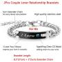 MMTTAO 2Pcs Couple Bracelet for His and Her Matching Sets Cubic Zirconia Titanium Stainless Steel Friendship Relationship Personalized Distance Chain Bracelet for Women Men Lover Promise Jewelry Gifts