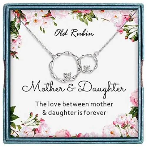 OR OLD RUBIN Mom Gifts from Daughter, Gifts for Mom Mother-in-Law, 925 Sterling Silver Mother Daughter Necklace, Mom Necklace, Birthday Gifts for Mom, for Mom Grandmother Mother-in-Law Aunt
