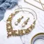 BriLove Womens Costume Elegant Crystal Teardrop Cluster Statement Necklace Dangle Earrings Set BriLove Womens Costume Elegant Crystal Teardrop Cluster Statement Necklace Dangle Earrings Set