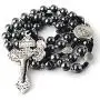 HanlinCC 8mm Hematite Rosary Black Stone Beads with 4mm Stainless Steel Beads and St.Benedict Metal Beads Rosary Necklace with Medal & Cross for Men and Womens HanlinCC 8mm Hematite Rosary Black Stone Beads with 4mm Stainless Steel Beads and St.Benedict Metal Beads Rosary Necklace with Medal & Cross for Men and Womens