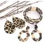 Leopard Earrings Bangle Bracelets for Women Cheetah Print Layer Bracelets Resin Acrylic Hoop Dangle Earrings Leather Leopard Leaf Drop Earrings Jewelry Set for Girls