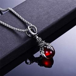 HUANIAN Charm Punk Titanium Stainless Steel Dragon Claw Pendant Crystal Ball Necklace,24inches Chain