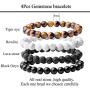 WRCXSTONE Natural 8mm Gorgeous Semi-Precious Gemstones Healing Crystal Stretch Beaded Bracelet Unisex