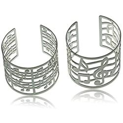 Embolden Jewelry Musical Note Cuff Bracelet - G Clef Notes Design - Polished Stainless Steel for Musicians/Piano Lesson Gifts/Girls & Women