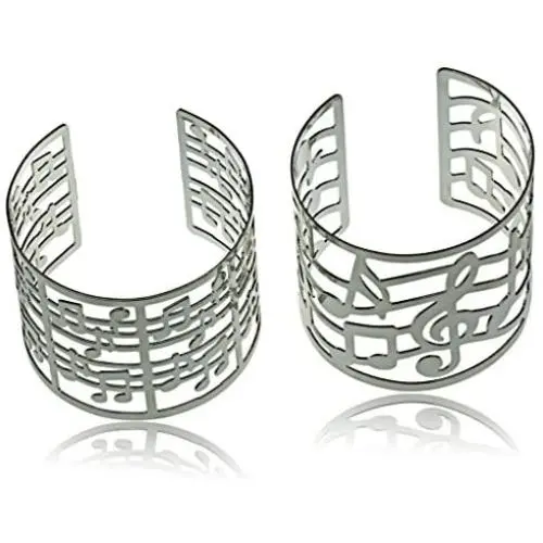 Embolden Jewelry Musical Note Cuff Bracelet - G Clef Notes Design - Polished Stainless Steel for Musicians/Piano Lesson Gifts/Girls & Women Embolden Jewelry Musical Note Cuff Bracelet - G Clef Notes Design - Polished Stainless Steel for Musicians/Piano Lesson Gifts/Girls & Women