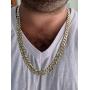 Harlembling Mens Flat Cuban Chain - Two Tone Diamond Cut - 14k Gold Over Solid 925 Sterling Silver - Made in Italy - 5mm 6mm 8mm 10mm