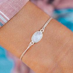 Pura Vida Silver or Gold Gemstone Bracelet - Waterproof, Artisan Handmade, Adjustable, Threaded, Fashion Jewelry for Girls/Women