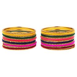 Efulgenz Boho Oxidized Indian Jewelry Velvet Bangles Set Bracelets Jewelry for Women Girls