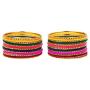 Efulgenz Boho Oxidized Indian Jewelry Velvet Bangles Set Bracelets Jewelry for Women Girls