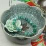 Crystal Agate Gemstone 8mm Round Beads with Silvery-Plated Alloy Buddha Head Hollow Petals Spacer Retro Stretch Bracelet 7 Inch