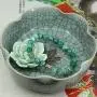 Crystal Agate Gemstone 8mm Round Beads with Silvery-Plated Alloy Buddha Head Hollow Petals Spacer Retro Stretch Bracelet 7 Inch