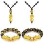 Legendary Pixiu Black Obsidian Wealth Fortune Necklace Strand Bracelet Set Color Changing Hand Carved Mantra Piyao Luck Protection Jewelry Gift for Women Men Girls