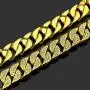 HUAMING 13mm Mens Iced Out Chain Necklace Hip Hop Gold Tone CZ Miami Cuban Link Chain Choker Necklace 18-26inchs HUAMING 13mm Mens Iced Out Chain Necklace Hip Hop Gold Tone CZ Miami Cuban Link Chain Choker Necklace 18-26inchs