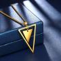 beautlace Double Triangle Necklaces Silver/18K Gold/Black Gun Plated Geometric Minimalist Pendant Jewelry for Men and Women KP0105