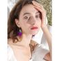 DAMLENG Unique Cute Creative Fruits Dangle Drop Earrings Sparkly Crystal Grape Earring With Green Leaf for Women Girls Statement Jewelry Gifts