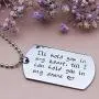 MS. CLOVER Valentines Day Jewelry, Stainless Steel Pendant Gift for Him, Long Distance Couples Necklace.