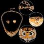 EVER FAITH Austrian Crystal Enamel Big Tiger Head Necklace Stud Earrings Set