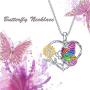 YFN Sterling Silver Butterfly Necklace with Sunflower Pendant Necklaces Gift for Women Girls 18''