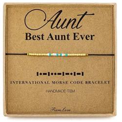 RareLove Best Aunt Ever Gifts Aunt Morse Code Beaded Bracelet Secret Message Jewelry Gift for Her, Waterproof Birthday for Aunts from Niece Nephew