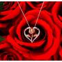 Klurent Rose Necklace for Women, Rose Gold Flower Silver Heart Pendant with 5A Cubic Zirconia Necklace Gift For Mothers Day Valentines Day Thanksgiving Christmas, New Year.
