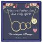 MONOZO Christian Gifts for Women Necklace, 14k Gold Filled Three Circle Christian Necklace Girls Initial Letter Necklace Religious Gifts for Grandma from Granddaughter