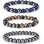 LOYALLOOK 3Pcs Magnetic Hematite Therapy Beads Bracelet Men Women Healing Energy Natural Stone Adjustable Bracelet Tiger Eye Stone LOYALLOOK 3Pcs Magnetic Hematite Therapy Beads Bracelet Men Women Healing Energy Natural Stone Adjustable Bracelet Tiger Eye Stone