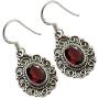 SilverStarJewel Sterling Silver Women Handmade Jewelry Red Garnet Earrings 1.3''