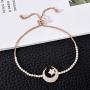 Yushitong Moon and Star Expandable Brass with Sparkling Cubic Zirconia Adjustable Bracelet for Women and Girls