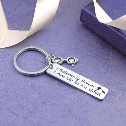 Movie Quote Keychian I Solemnly Swear I Am Up to No Good Mischief Managed Bracelet for Movie Fans Friend Gifts(2swear no good2 KR)