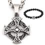 GUNGNEER Trinity Celtic Cross Knot Pendant Necklace Keel Chain Eternal Love Stainless Steel Irish Jewelry Men Women