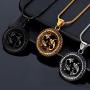Hipunk 12 Constellation Necklace Zodiac Star Sign Horoscope Pendant 316L Stainless Steel Astrology Birthday Gifts Mens/Women Jewelry