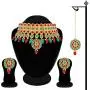 Aheli Stylish Bollywood Diva Deepika Padukone Reception Designed Choker Necklace with Maang Tikka Set Indian Traditional Wedding Fashion Jewelry for Women Girls
